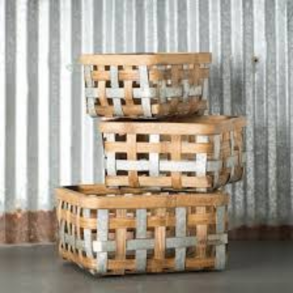 Bushel 3 Piece Wood Basket